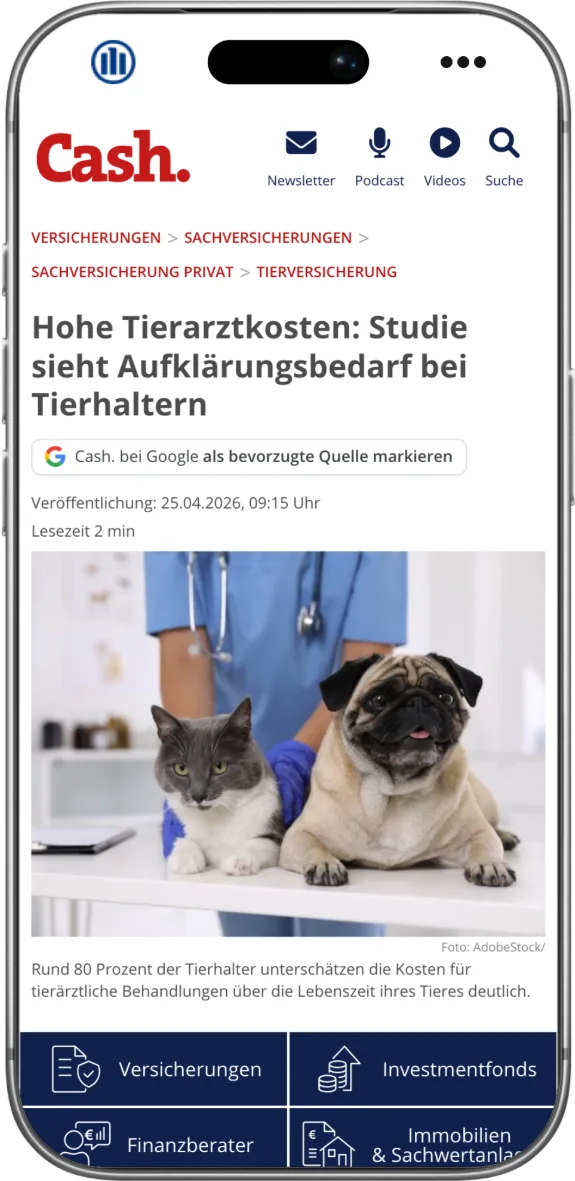 Redaktioneller Aufgriff der Allianz-Metastudie bei Cash.